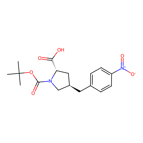 (2S,4R)-1-(tert-Butoxycarbonyl)-4-(4-nitrobenzyl)pyrrolidine-2-carboxylic acid structure