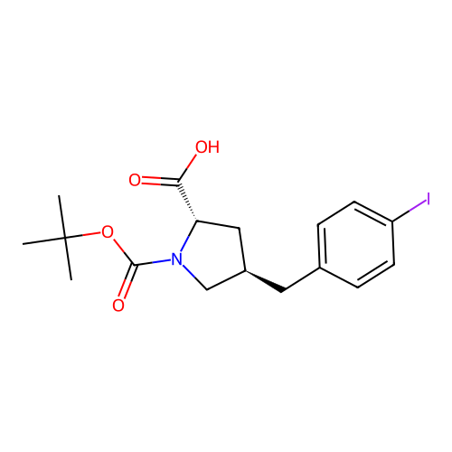 (2S,4R)-1-(tert-Butoxycarbonyl)-4-(4-iodobenzyl)pyrrolidine-2-carboxylic acid structure