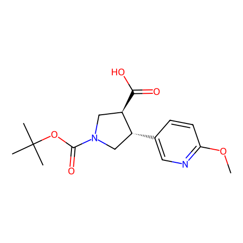BOC-(+/-)-TRANS-4-(6-METHOXY-3-PYRIDINYL)-PYRROLIDINE-3-CARBOXYLIC ACID structure