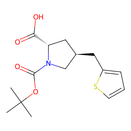 (2S,4S)-1-(tert-Butoxycarbonyl)-4-(thiophen-2-ylmethyl)pyrrolidine-2-carboxylic acid structure