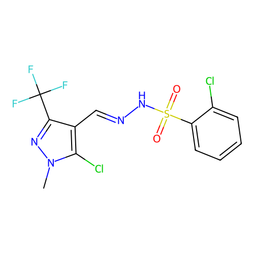 N'1-{[5-chloro-1-methyl-3-(trifluoromethyl)-1H-4-pyrazolyl]methylene}-2-chloro-1-benzenesulphonohydrazide structure