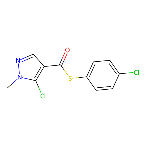 S-(4-chlorophenyl) 5-chloro-1-methylpyrazole-4-carbothioate structure