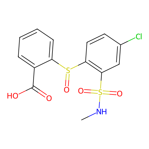 2-[[4-Chloro-2-[(methylamino)sulfonyl]phenyl]sulfinyl]benzoic acid structure