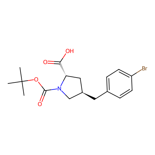 (2S,4R)-4-(4-Bromobenzyl)-1-(tert-butoxycarbonyl)pyrrolidine-2-carboxylic acid structure