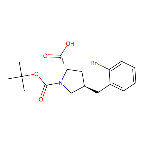 (2S,4R)-4-(2-Bromobenzyl)-1-(tert-butoxycarbonyl)pyrrolidine-2-carboxylic acid structure