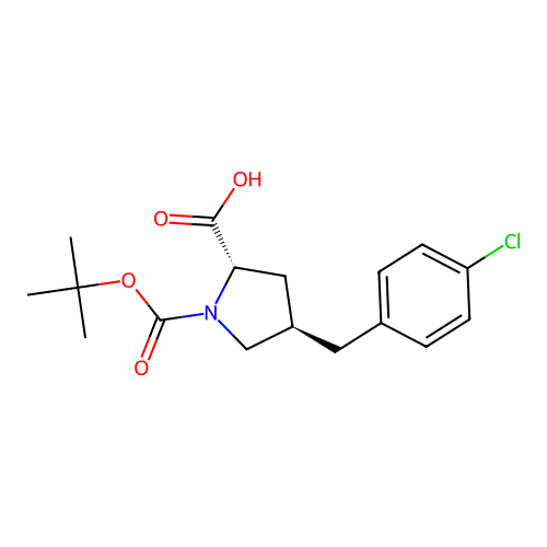 (2S,4R)-1-(tert-Butoxycarbonyl)-4-(4-chlorobenzyl)pyrrolidine-2-carboxylic acid structure