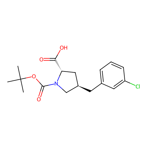 (2S,4R)-1-(tert-Butoxycarbonyl)-4-(3-chlorobenzyl)pyrrolidine-2-carboxylic acid structure
