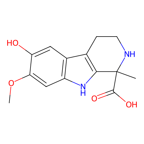 2,3,4,9-Tetrahydro-6-hydroxy-7-methoxy-1-methyl-1H-pyrido[3,4-b]indole-1-carboxylic acid structure
