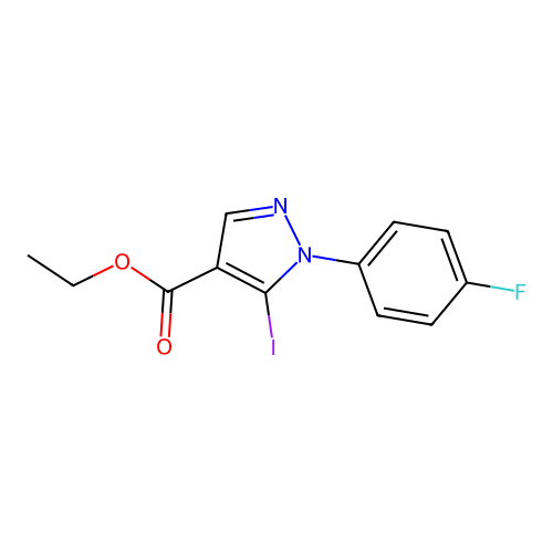 Ethyl 1-(4-fluorophenyl)-5-iodo-1H-pyrazole-4-carboxylate structure