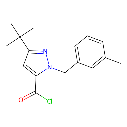 5-Tert-butyl-2-[(3-methylphenyl)methyl]pyrazole-3-carbonyl chloride structure