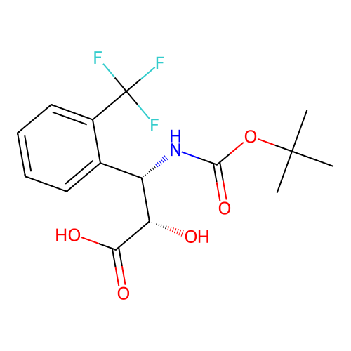 (2S,3S)-3-((tert-Butoxycarbonyl)amino)-2-hydroxy-3-(2-(trifluoromethyl)phenyl)propanoic acid structure