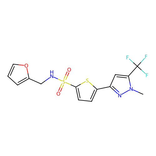 N-(2-Furanylmethyl)-5-[1-methyl-5-(trifluoromethyl)-1H-pyrazol-3-yl]-2-thiophenesulfonamide structure