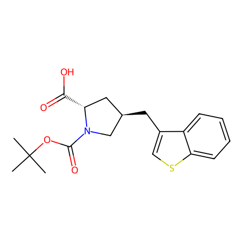 (2S,4R)-4-(Benzo[b]thiophen-3-ylmethyl)-1-(tert-butoxycarbonyl)pyrrolidine-2-carboxylic acid structure