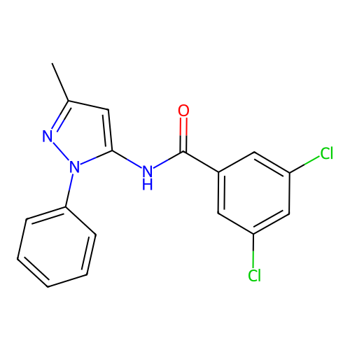 3,5-dichloro-N-(3-methyl-1-phenyl-1H-pyrazol-5-yl)benzamide structure