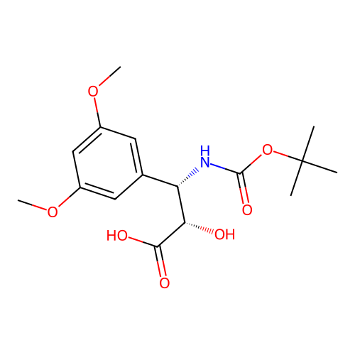 (2S,3S)-3-((tert-Butoxycarbonyl)amino)-3-(3,5-dimethoxyphenyl)-2-hydroxypropanoic acid structure
