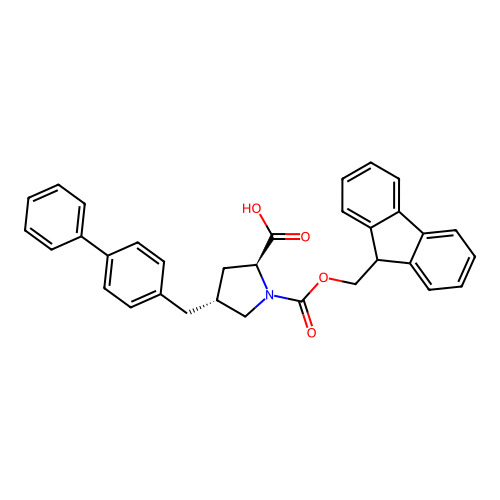 (2S,4R)-Fmoc-4-(4-phenylbenzyl)-pyrrolidine-2-carboxylic acid structure
