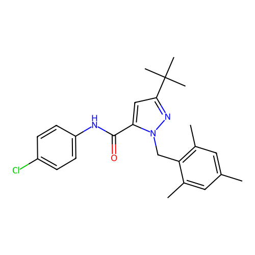 N-(4-Chlorophenyl)-3-(1,1-dimethylethyl)-1-[(2,4,6-trimethylphenyl)methyl]-1H-pyrazole-5-carboxamide structure