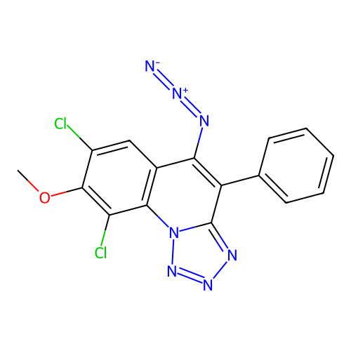5-Azido-7,9-dichloro-8-methoxy-4-phenyltetrazolo[1,5-a]quinoline structure