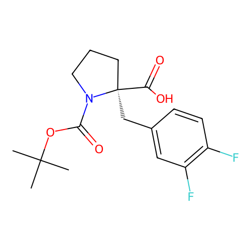 (R)-1-(tert-Butoxycarbonyl)-2-(3,4-difluorobenzyl)pyrrolidine-2-carboxylic acid structure