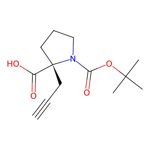 (R)-1-(tert-Butoxycarbonyl)-2-(prop-2-yn-1-yl)pyrrolidine-2-carboxylic acid structure