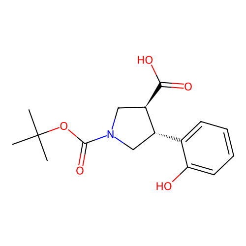 BOC-(+/-)-TRANS-4-(2-HYDROXY-PHENYL)-PYRROLIDINE-3-CARBOXYLIC ACID structure