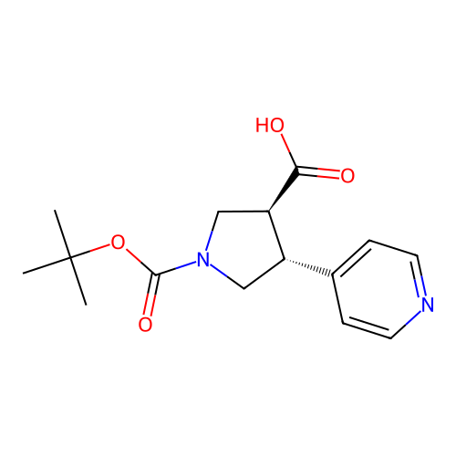 Boc-(+/-)-trans-4-(4-pyridinyl)-pyrrolidine-3-carboxylic acid structure