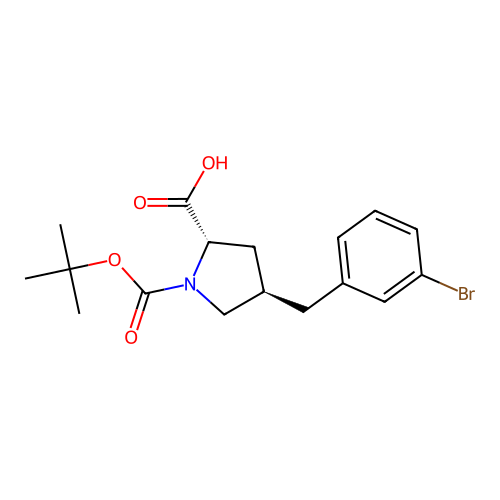 (2S,4R)-4-(3-Bromobenzyl)-1-(tert-butoxycarbonyl)pyrrolidine-2-carboxylic acid structure