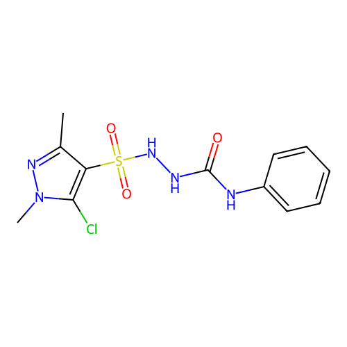 1H-Pyrazole-4-sulfonic acid, 5-chloro-1,3-dimethyl-, 2-[(phenylamino)carbonyl]hydrazide structure