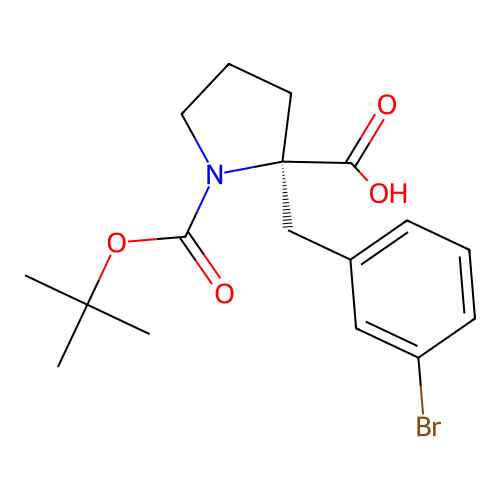Boc-(R)-alpha-(3-bromo-benzyl)-proline structure