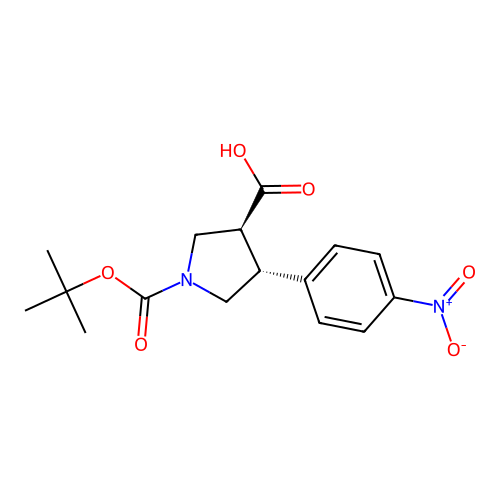 Trans-1-Boc-4-(4-nitrophenyl)pyrrolidine-3-carboxylic acid structure