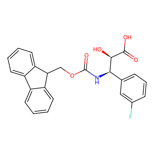 (2R,3R)-3-((((9H-Fluoren-9-yl)methoxy)carbonyl)amino)-3-(3-fluorophenyl)-2-hydroxypropanoic acid structure