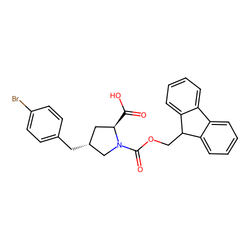 (2S,4R)-Fmoc-4-(4-bromobenzyl)-pyrrolidine-2-carboxylic acid structure