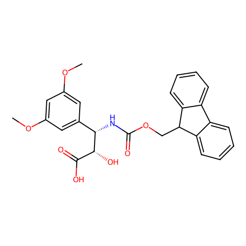 (2S,3S)-3-((((9H-Fluoren-9-yl)methoxy)carbonyl)amino)-3-(3,5-dimethoxyphenyl)-2-hydroxypropanoic acid structure