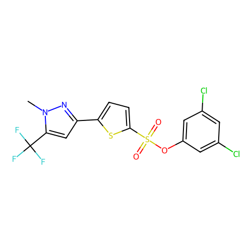 3,5-Dichlorophenyl 5-[1-methyl-5-(trifluoromethyl)-1H-pyrazol-3-yl]-2-thiophenesulfonate structure