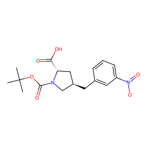 (2S,4R)-1-(tert-Butoxycarbonyl)-4-(3-nitrobenzyl)pyrrolidine-2-carboxylic acid structure