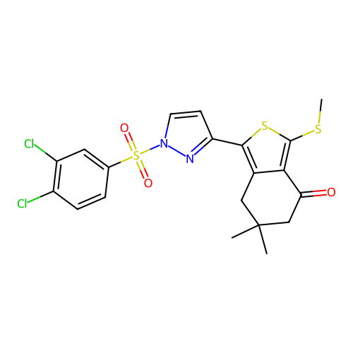 1-[1-[(3,4-Dichlorophenyl)sulfonyl]-1H-pyrazol-3-yl]-6,7-dihydro-6,6-dimethyl-3-(methylthio)benzo[c]thiophen-4(5H)-one structure