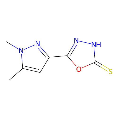 5-(1,5-dimethyl-1H-pyrazol-3-yl)-1,3,4-oxadiazole-2-thiol structure