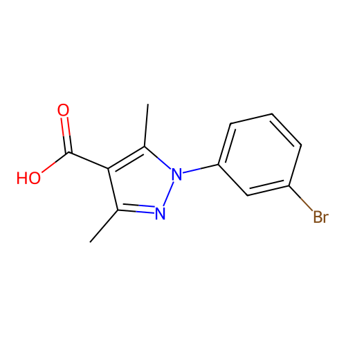 1-(3-Bromophenyl)-3,5-dimethyl-1H-pyrazole-4-carboxylic acid structure
