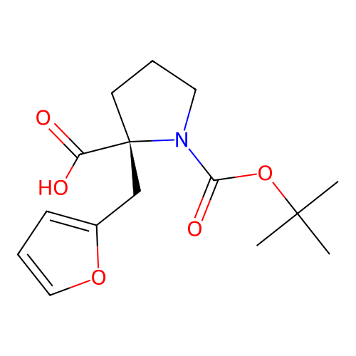 Boc-(R)-alpha-(2-furanylmethyl)-proline structure