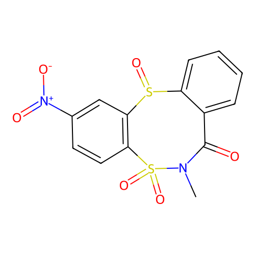 11-Methyl-7-nitro-5,10,10-trioxobenzo[b][1,4,5]benzodithiazocin-12-one structure