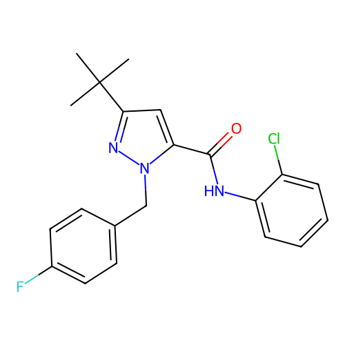 N-(2-Chlorophenyl)-3-(1,1-dimethylethyl)-1-[(4-fluorophenyl)methyl]-1H-pyrazole-5-carboxamide structure