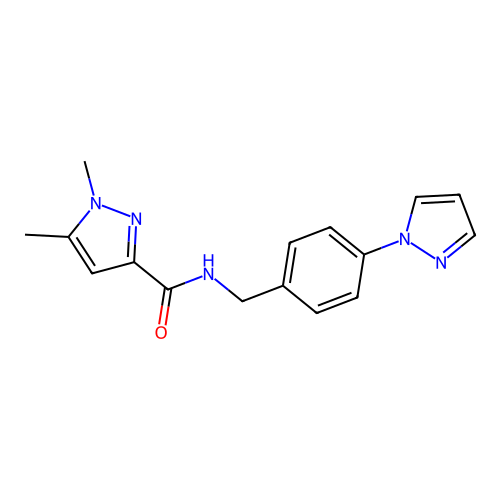 1,5-Dimethyl-N-[[4-(1H-pyrazol-1-yl)phenyl]methyl]-1H-pyrazole-3-carboxamide structure