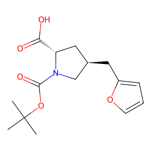 Boc-(S)-gamma-(2-furanyl-methyl)-L-proline structure