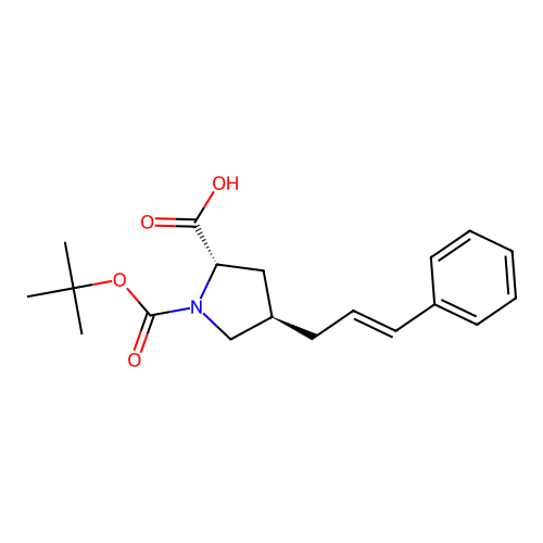 Boc-(R)-gamma-(3-phenyl-allyl)-L-proline structure