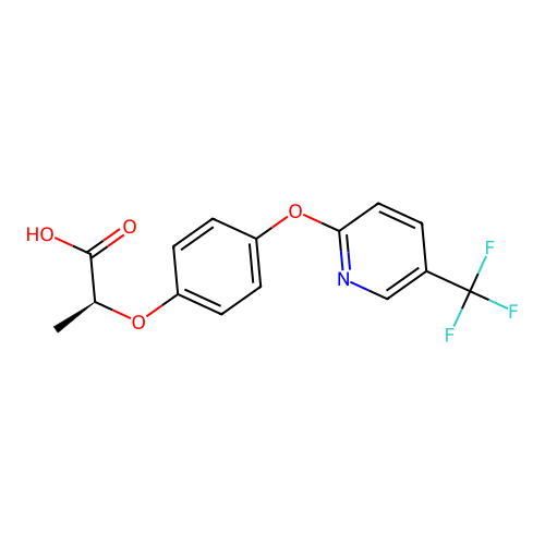 (2S)-2-(4-((5-(trifluoromethyl)pyridin-2-yl)oxy)phenoxy)propanoic acid structure