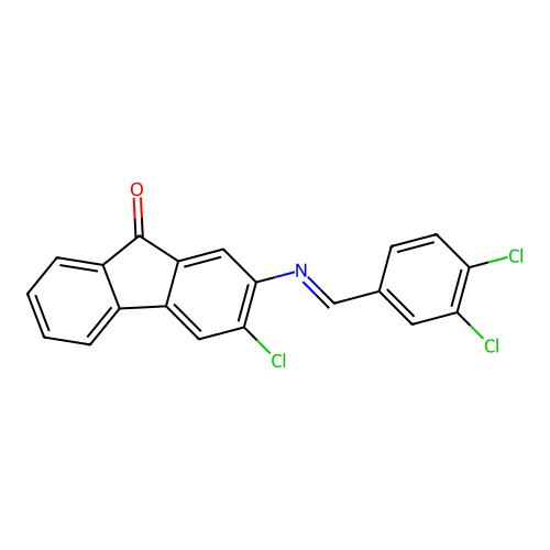 3-Chloro-2-[(3,4-dichlorophenyl)methylideneamino]fluoren-9-one structure