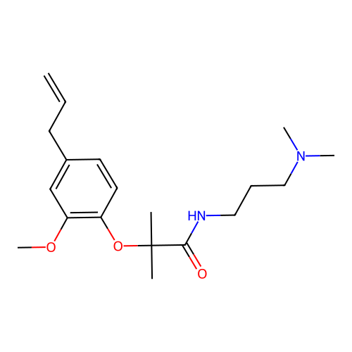 Propionamide, 2-(4-allyl-2-methoxyphenoxy)-N-(3-(dimethylamino)propyl)-2-methyl- structure