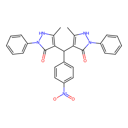 1H-Pyrazol-5-ol, 4,4'-[(4-nitrophenyl)methylene]bis[3-methyl-1-phenyl- structure