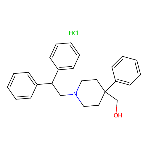 4-Piperidinemethanol, 1-(2,2-diphenylethyl)-4-phenyl-, hydrochloride structure