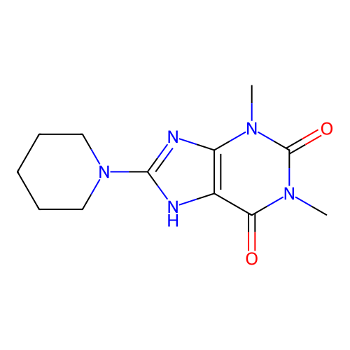 1,3-dimethyl-8-piperidin-1-yl-7H-purine-2,6-dione structure